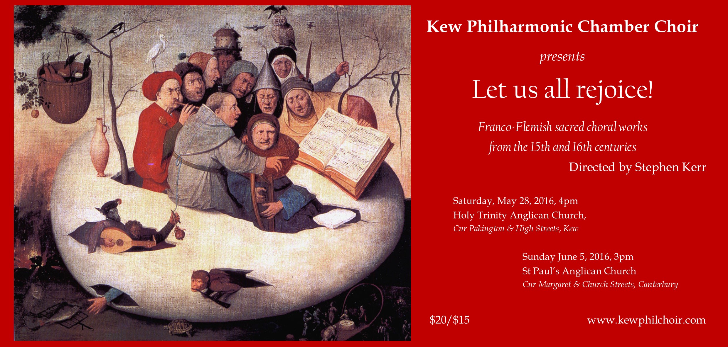 Kew Philharmonic Chamber Choir: Let us all rejoice! flyer